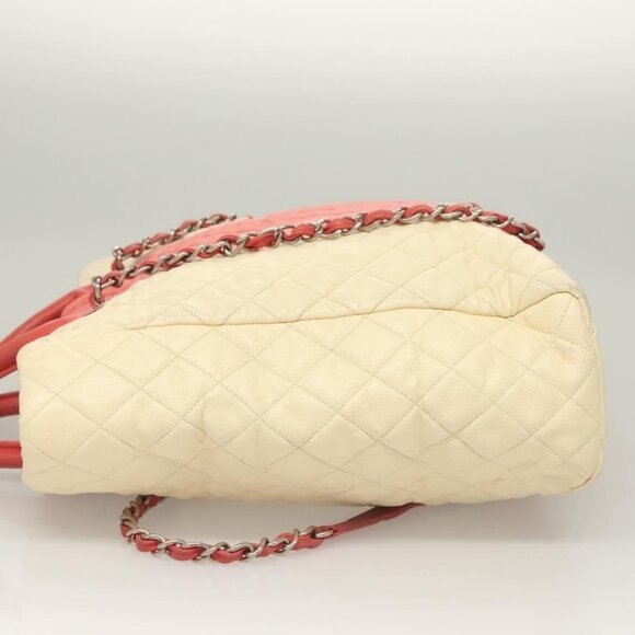 CHANEL Chain Matelasse Hand Bag Grained Calf Skin 2way White Silver CC Auth ... - Picture 4 of 16